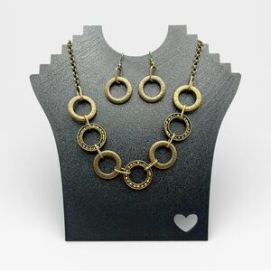 Elegant Gold Circle Necklace and Earring Set